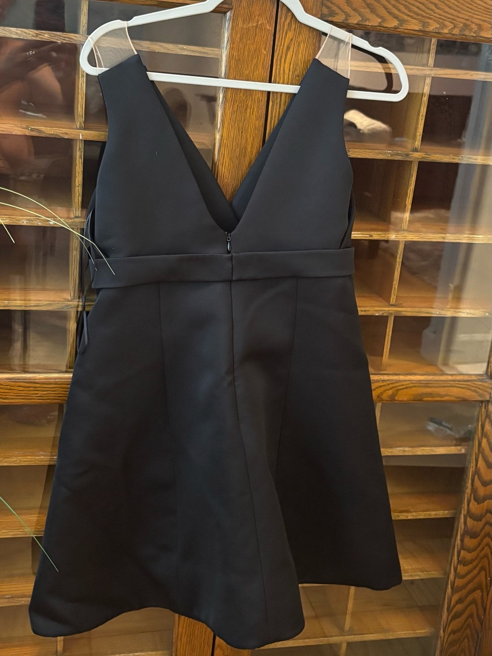 KAUFMANFRANCO NWT Onyx Black Mini A-line Dress with V-neck & Mesh Top Strap “6”